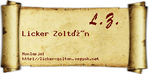 Licker Zoltán névjegykártya