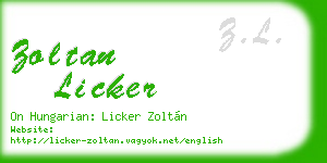 zoltan licker business card