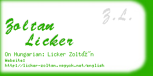 zoltan licker business card